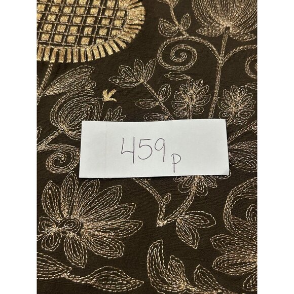 Peck & Peck Brown Silk Linen Blend Embroidered A-Line Skirt Womens Size 6 Boho - Picture 8 of 9